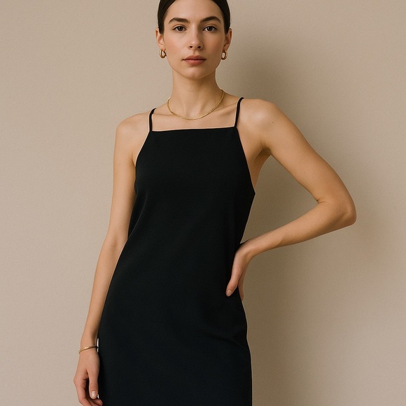Zara Dresses & Skirts - Zara Black High Neck Slip Dress | Quiet Luxury Cocktail Chic Minimal